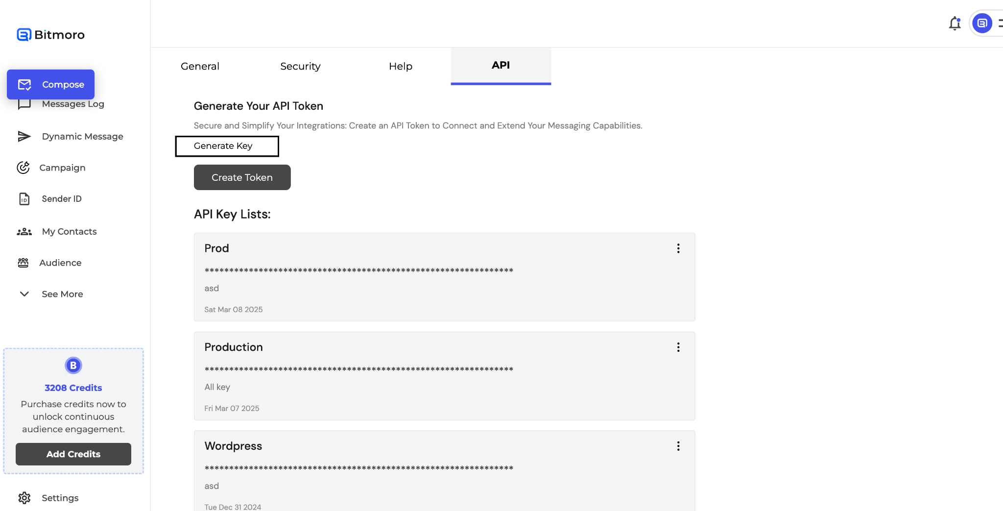 Generate Key from Bitmoro